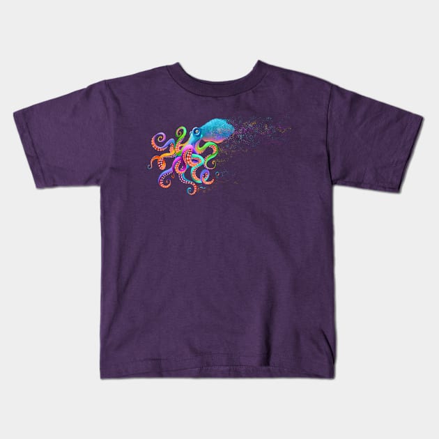 Rainbow Octopus Kids T-Shirt by TrevorIrvin